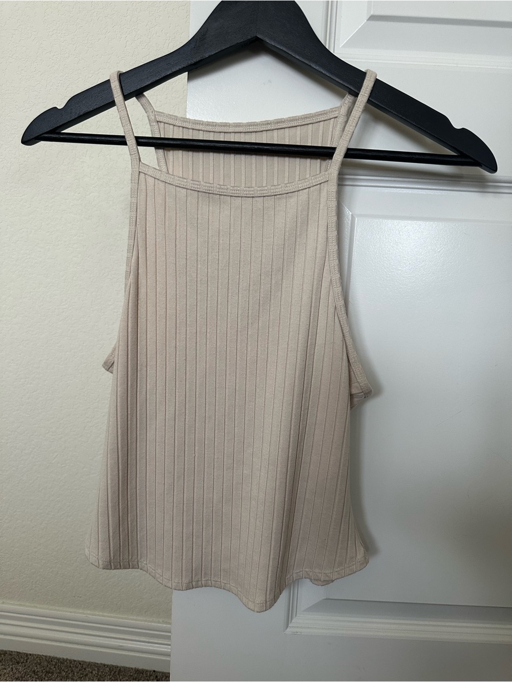 Vuori Ribbed High-Neck Tank Top - Cream size M